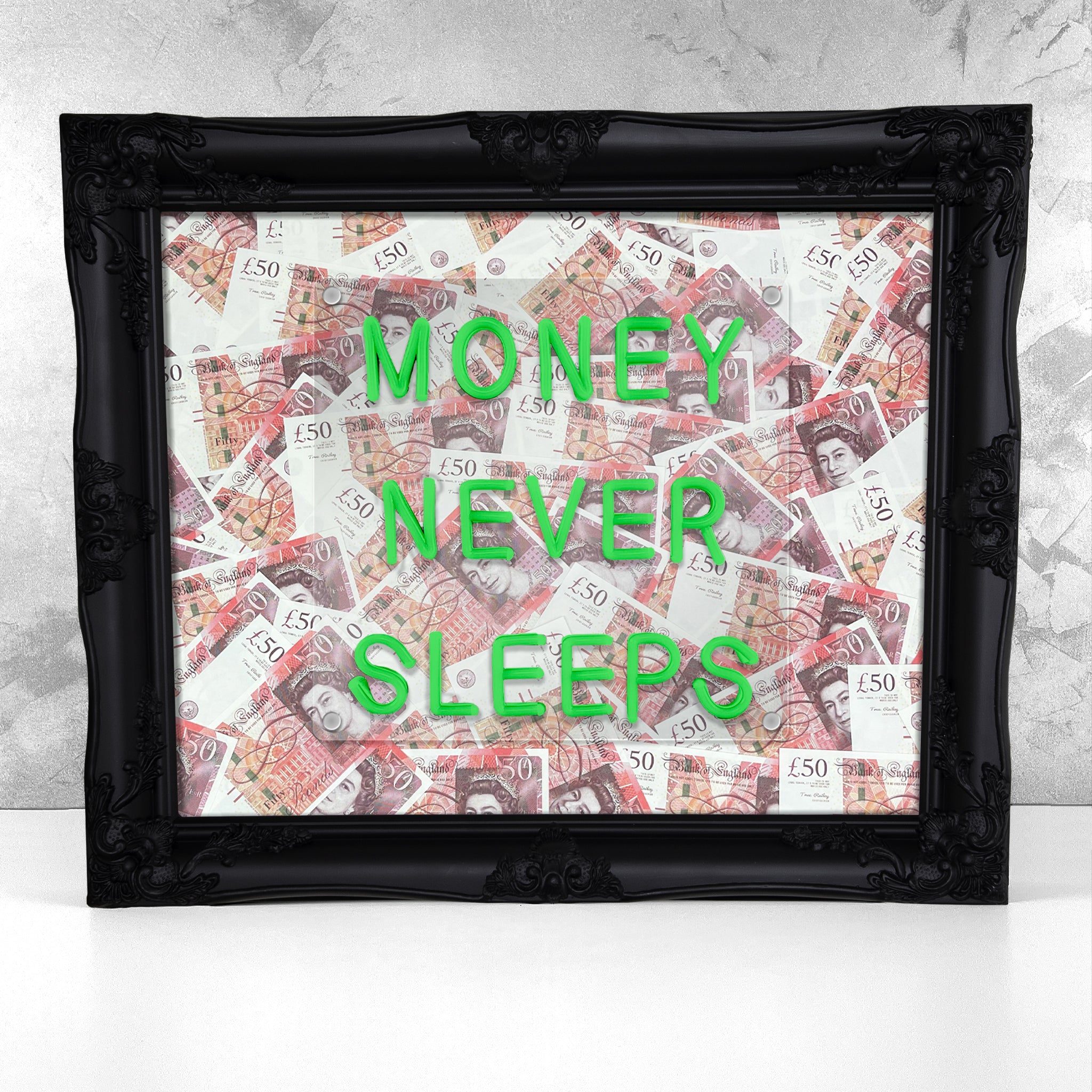 Money Never Sleeps V2 LED frame - GBP